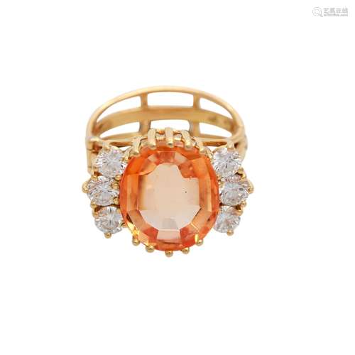 Ring mit 1 orangefarbenen, synthetischen Korund