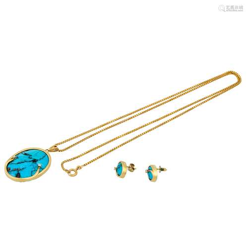 Set: Kette mit Anhänger und Ohrstecker,