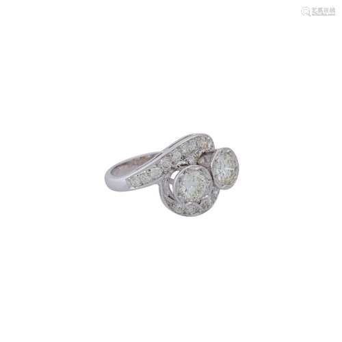 Ring mit 2 Brillanten zus. ca. 1,48 ct, (grav.) ca. LGW-GW (...