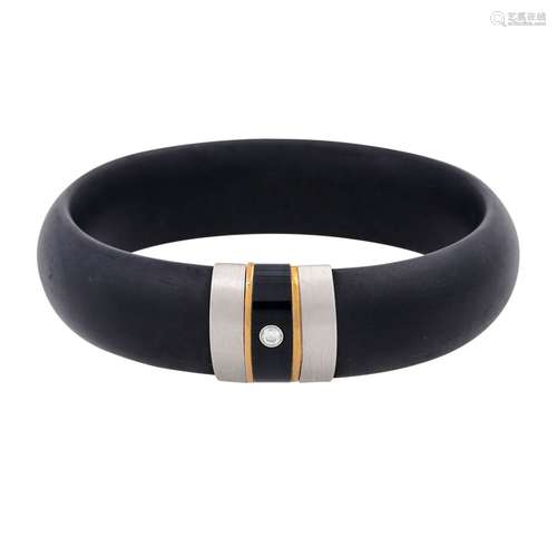 BUNZ Armreif mit Onyx und Brillant von ca. 0,09 ct (punziert...