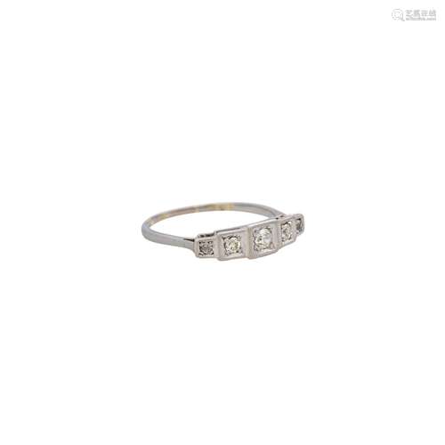 Art Déco Ring mit 5 Altschliffdiamanten zus. ca. 0,18 ct,