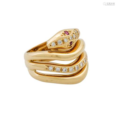 Schlangenring mit Brillanten von zus. ca. 0,2 ct,