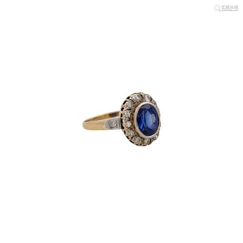 Klassischer Ring, mittig mit Saphir ca. 1,6 ct,