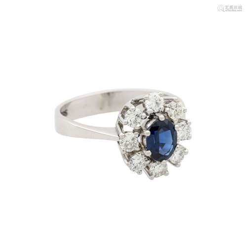 Klassischer Ring mit Saphir ca. 1,0 ct, umgeben von