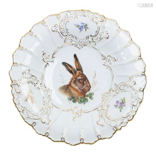 MEISSEN Schale 'Hase mit Klee', 2. Wahl, nach 1934.