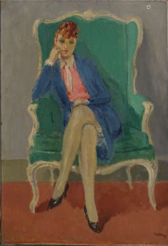 Marcel COSSON (1878-1956) Portrait de dame dans une bergère ...