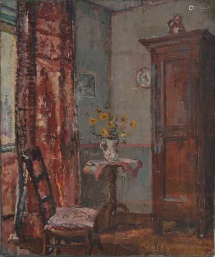 attribué à Suzanne MINIER (1884-?) Scène d'intérieur Huile s...