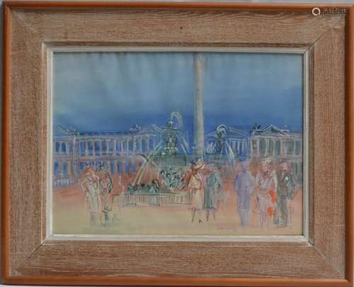 Jean DUFY (1888-1964) Place de la Concorde Aquarelle signée ...