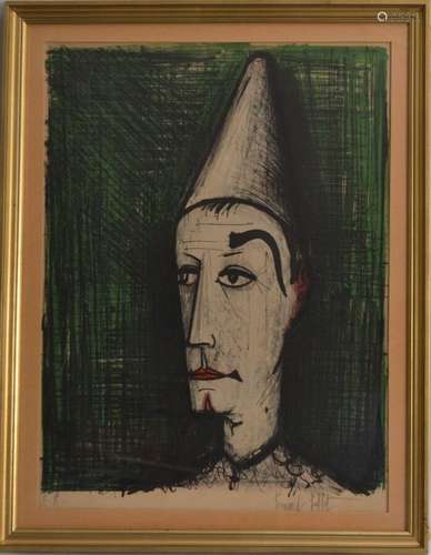 Bernard BUFFET (1928-1999) Le clown au fond vert, 1960. Epre...