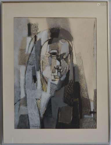 Jean CHEVOLLEAU (1924-1996) Portrait Gouache signée en bas à...