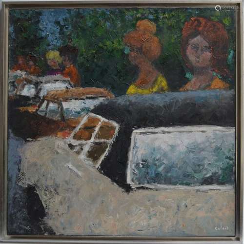 René GALANT (1914-1997) Avenue Foch, l'attente, 1973. Huile ...