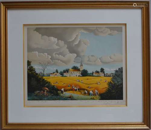 Raphaël TOUSSAINT (né en 1937) Paysage vendéen, la moisson L...