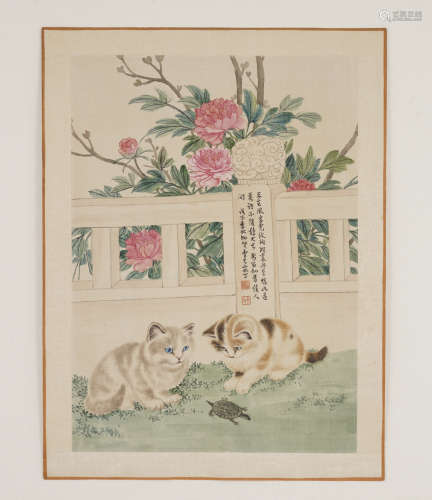 Chinese Cat Painting by Cao Kejia