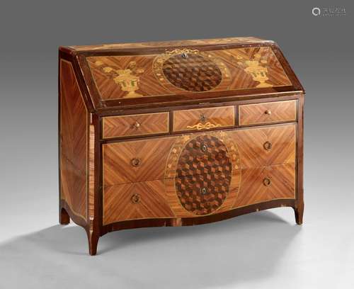 Commode scriban en bois de placage. Elle ouvre dans la parti...