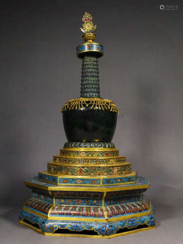 Qing Dynasty - Cloisonne Stupa