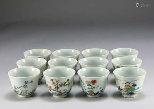 Qing Dynasty - Twelve Flowers God Cup