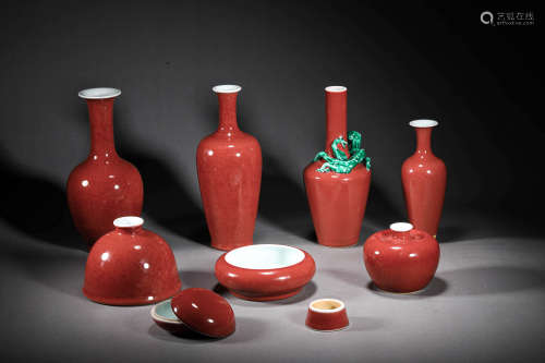 Qing Dynasty - Kang xi - Eight Red Glazed Great Utensils