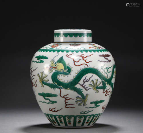 Qing Dynasty - Colored Dragon Jar