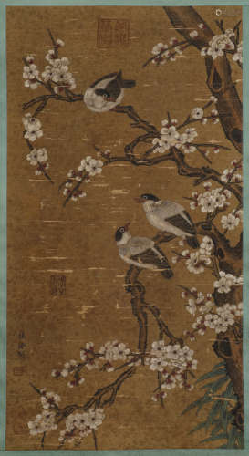 Song Dynasty - Lin Chun - Flowers and Birds Silk Scroll