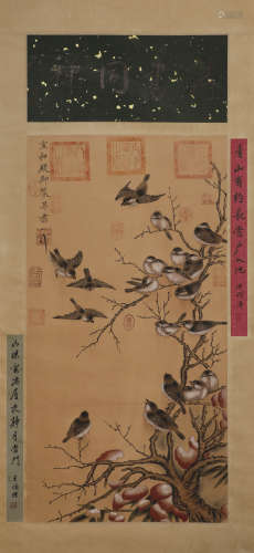 Song Dynasty - Song Huizong - Sparrow Silk Scroll