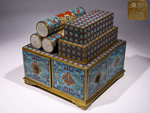 Qing Dynasty - Cloisonne Scroll Box