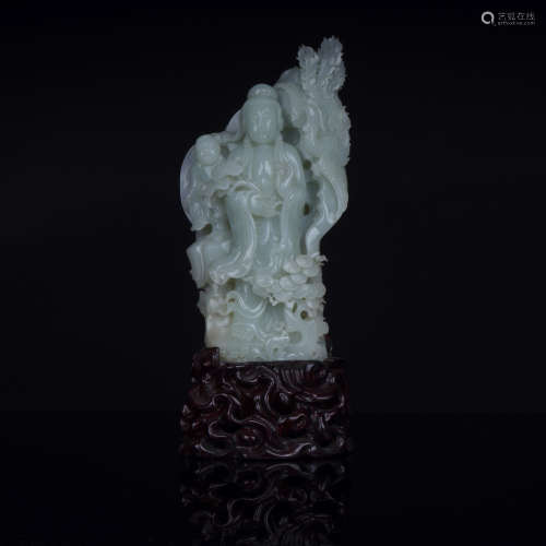 Nephrite Figure of Guanyin and Child