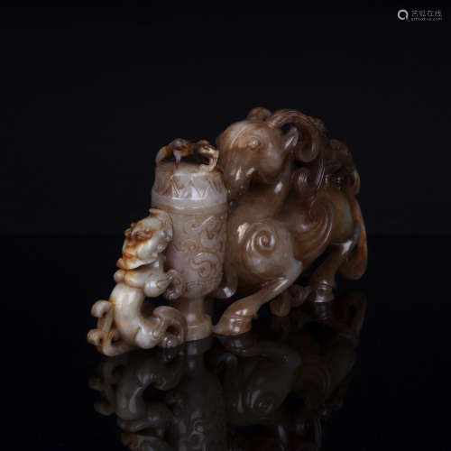 Ancient Jade Mythical Beast Cup