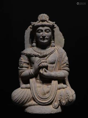 Gandhara-Grey Schist Buddha Statue