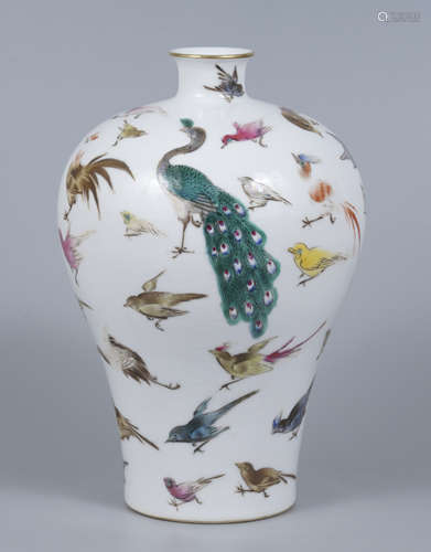 Famille Rose Phoenix and Birds Meiping Vase