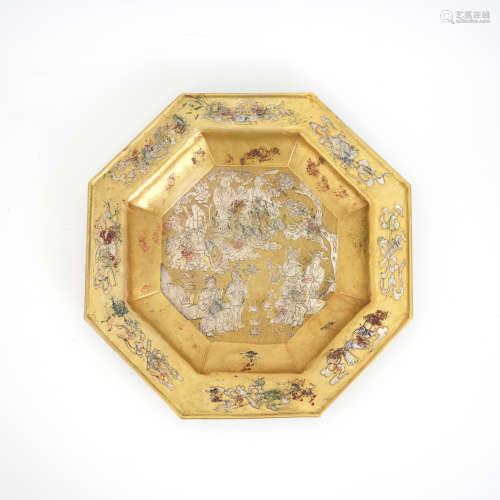 Gilt Immortals Octagonal Dish