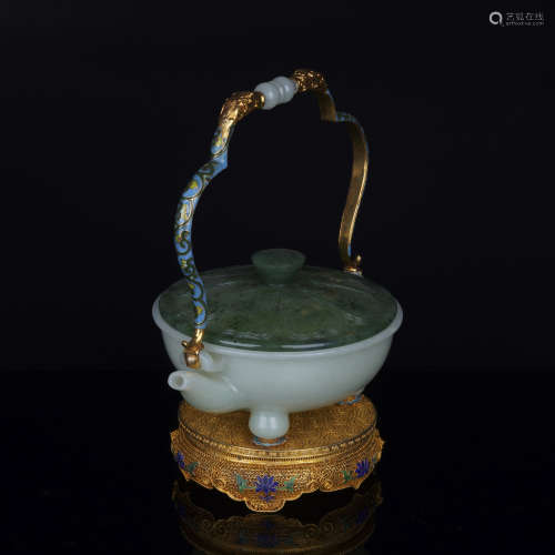 Filigree Enamel Nephrite Ewer