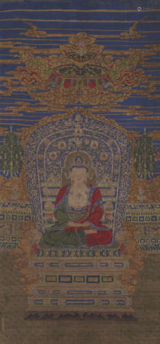 Chinese Buddha Painting by Ding Guanpeng