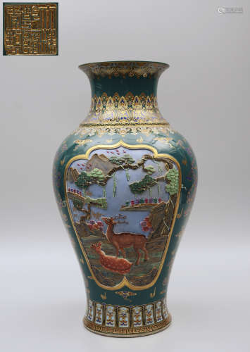 Qianlong Gilt Enamel Shangping Vase