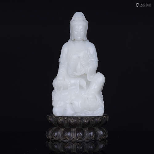 Nephrite Figure of Guanyin and Child