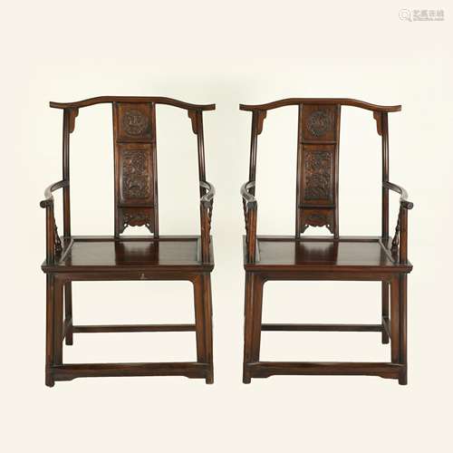 PAIR HUANGHUALI OFFICER HAT ARMCHAIRS