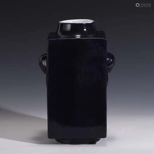 QING BLUE GLAZED MONOCHROME AMPHORA SQUARE…