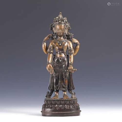 GILT BRONZE STATUE OF GUANYIN