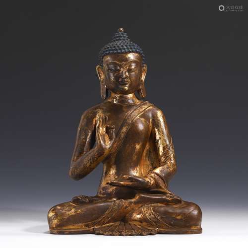 GILT BRONZE SAKYAMUNI BUDDHA