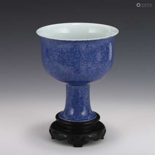 MING SGRAFITTO FLORAL HIGH STEM CUP ON CARVED HARD…