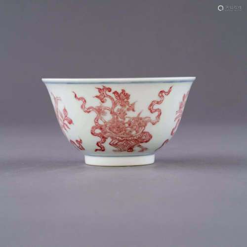 QIANLONG RED GLAZED EIGHT TREASURES WINE CUP
