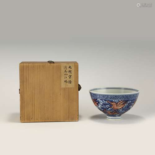 MING XUANDE BLUE AND WHITE ALUM RED BOWL