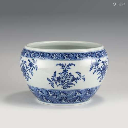 QING YONGZHENG BLUE AND WHITE BRUSH WASHER