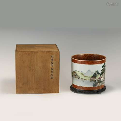 QING YONGZHENG PASTEL BRUSH POT