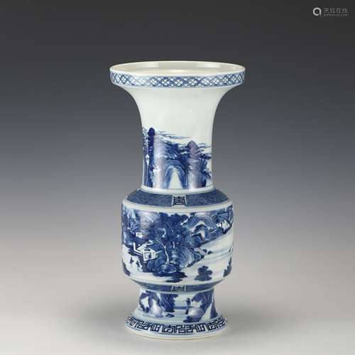 YONGZHENG BLUE AND WHITE GOBLET VASE