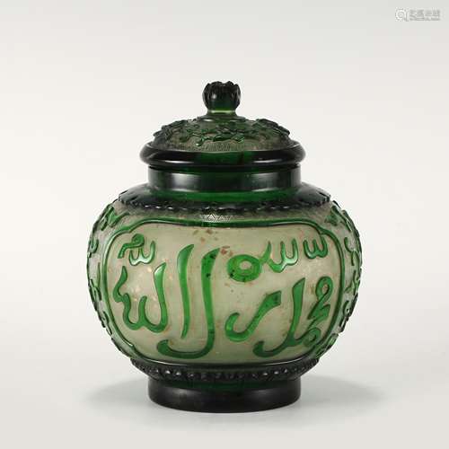 QING QIANLONG GLASS LID JAR