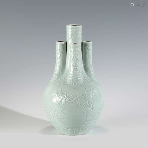 QING QIANLONG DOUQING FIVE-TUBE VASE