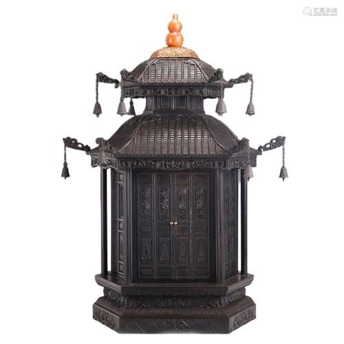 ANTIQUE ZITAN CARVED BUDDHA HOUSE