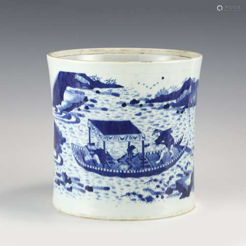 MING BLUE AND WHITE BIG BRUSH POT