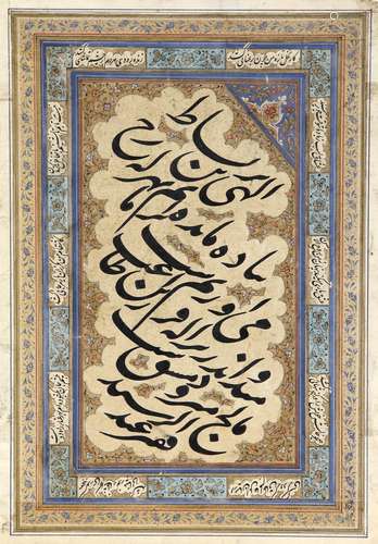 A PERSIAN CALLIGRAPHIC MINIATURE, 19TH CENTURY