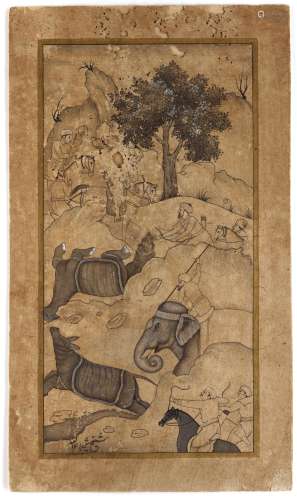 THE CAPTURING OF WILD ELEPHANTS, INDIA, RAJASTHAN, 18TH